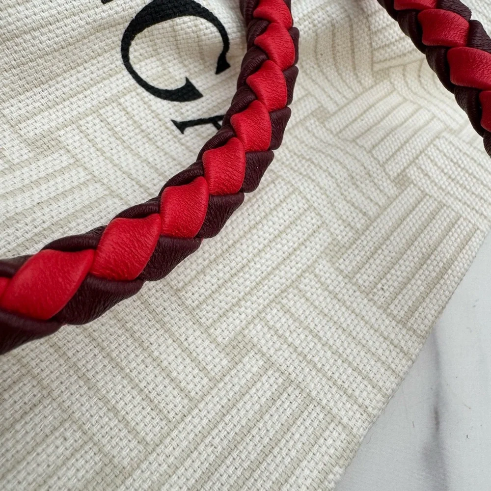 Bottega Veneta Red Braided Leather Key Holder